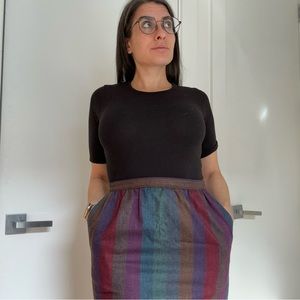 Vintage rainbow striped wool pencil skirt fits like an x-small